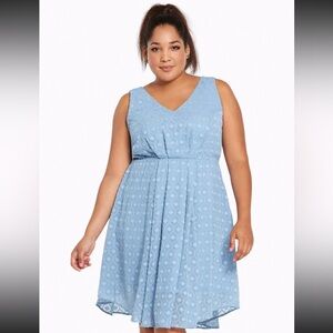 Torrid Textured Chiffon V Neck Dress Light Blue